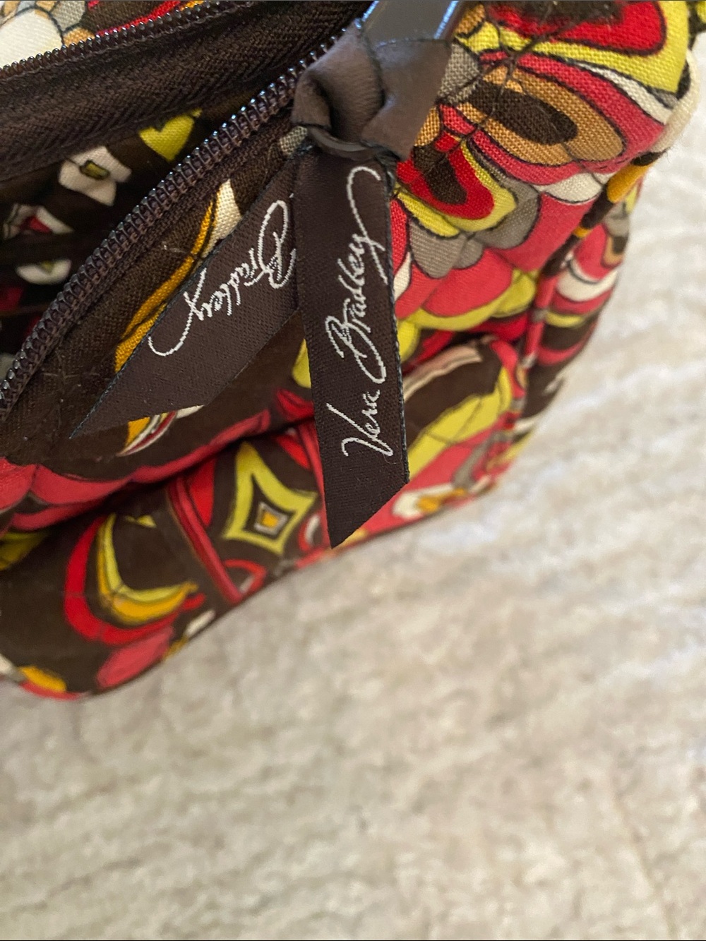 Vera Bradley Brown, orange, red & Yellow Floral Quilted Shoulder Bag - Picture 3 of 5